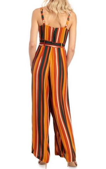 COCO & JAMISON Striped Split Wide Leg Jumpsuit - Picture 4 of 9